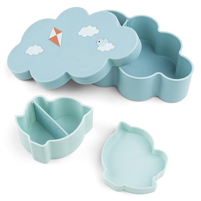 Coffret 3 Pièces Gourde et Boîtes à Goûter - Playground Bleu Done by Deer