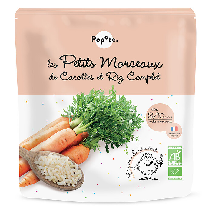 Les Petits Morceaux Carottes et Riz Complet - 190 g Popote