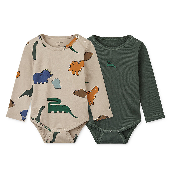 Lot de 2 Bodys Yanni Dinosaurs Mist & Forest Green - 18 Mois Liewood