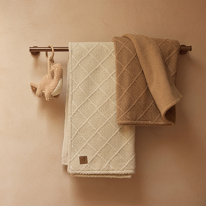 Avis Couverture Berceau Check Knit - Biscuit Teddy Fleece