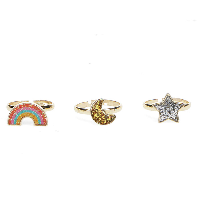 Lot de 3 Bagues Pailletées - Etoile Rex London