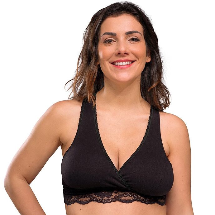 Brassière Cache-coeur de Grossesse et d'Allaitement Noir - XL carriwell