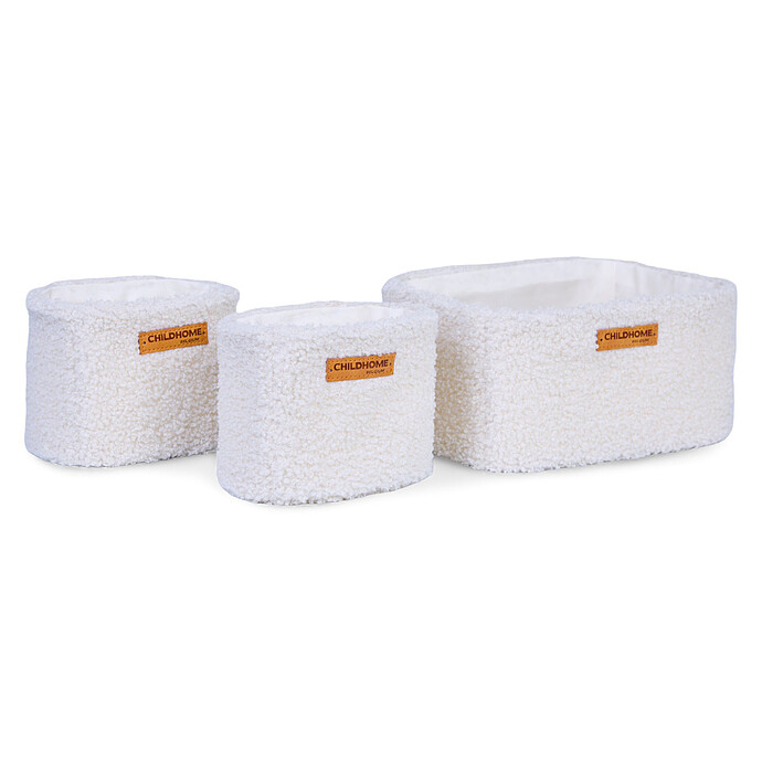 Lot de 3 Paniers à Suspendre - Teddy Ecru Childhome