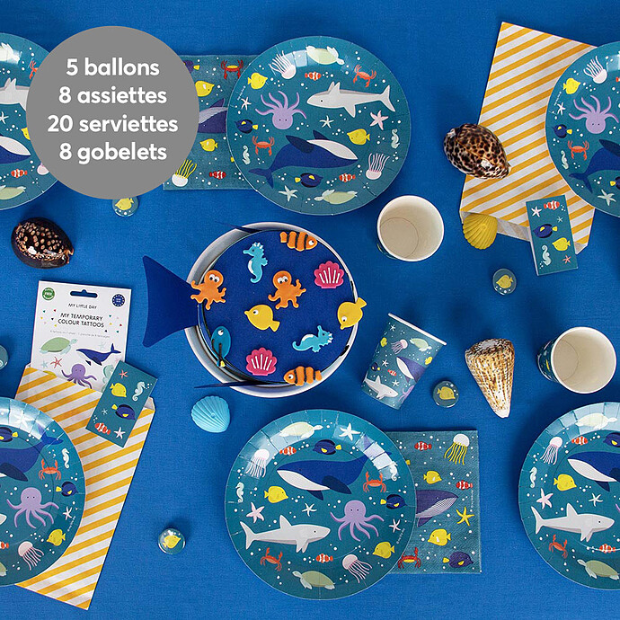 Kit de Vaisselle d'Anniversaire - Océan My Little Day