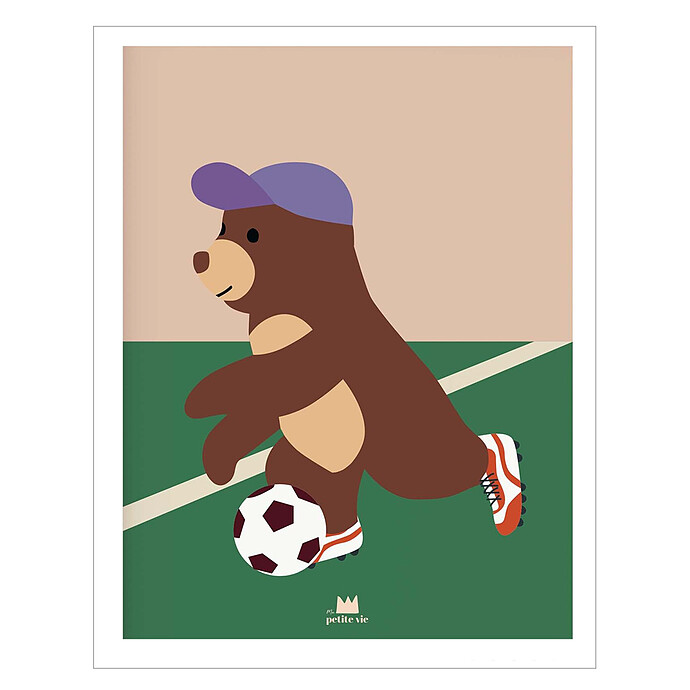 Affiche Ours Foot - 40 x 30 cm  Ma petite vie