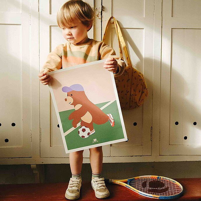Affiche Ours Foot - 40 x 30 cm  Ma petite vie