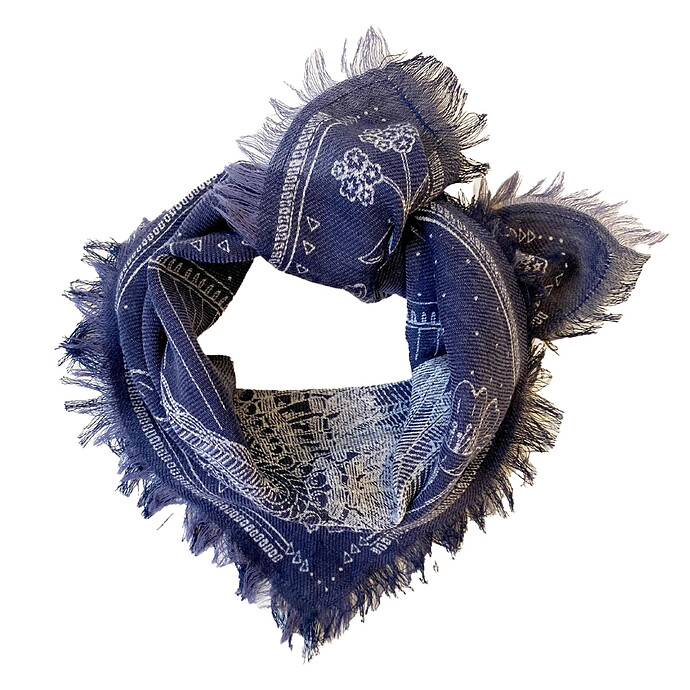 Small Foulard en Laine Asha et Coton Iroquois - Orage Apaches