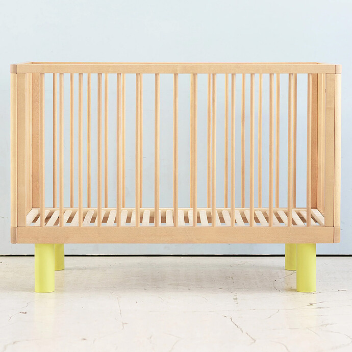 Lit Bébé Evolutif Nox Bois Naturel et Jaune - 60 x 120 cm Karl & Fric