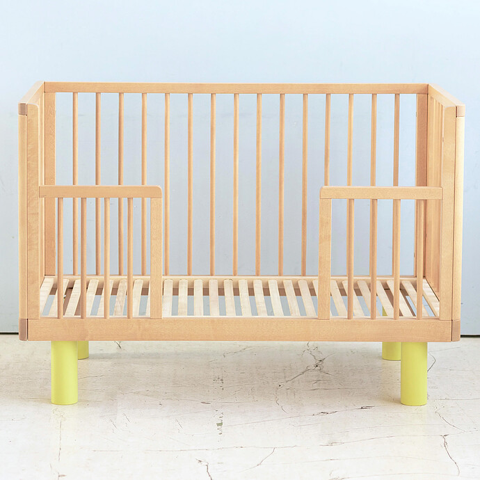 Lit Bébé Evolutif Nox Bois Naturel et Jaune - 60 x 120 cm Karl & Fric