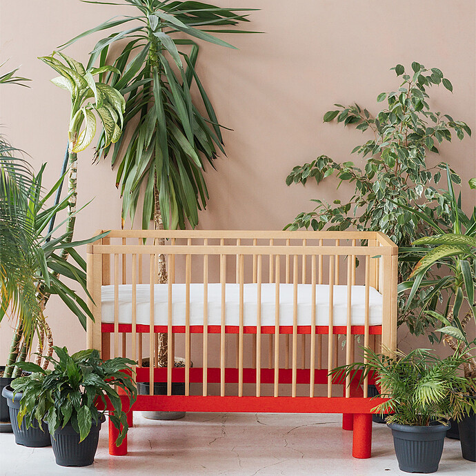 Avis Lit Bébé Evolutif Nox Bois Naturel et Rouge - 60 x 120 cm