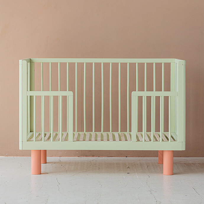 Lit Bébé Evolutif Nox Pistache et Rose - 60 x 120 cm Karl & Fric