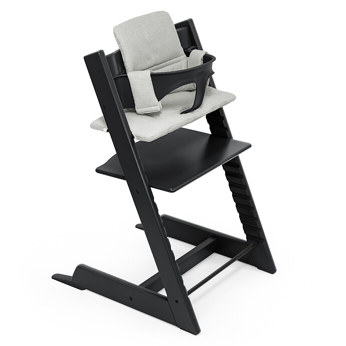 Chaise Haute Tripp Trapp avec Baby Set et Coussin Classic - Noir et Nordic Grey Stokke