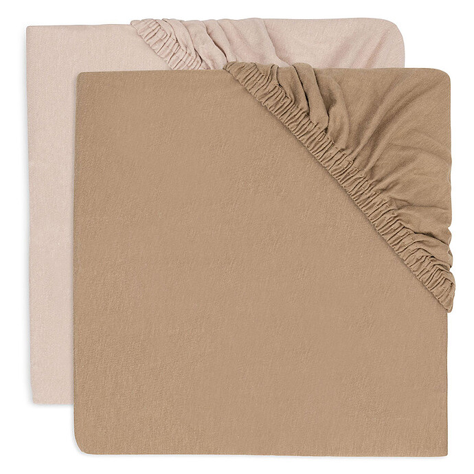 Lot de 2 Draps Housse Jersey Wild Rose & Biscuit - 60 x 120 cm  Jollein