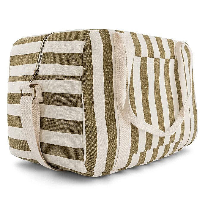 Sac à Langer Raphael - Rayures Olive et Greige Rose in April