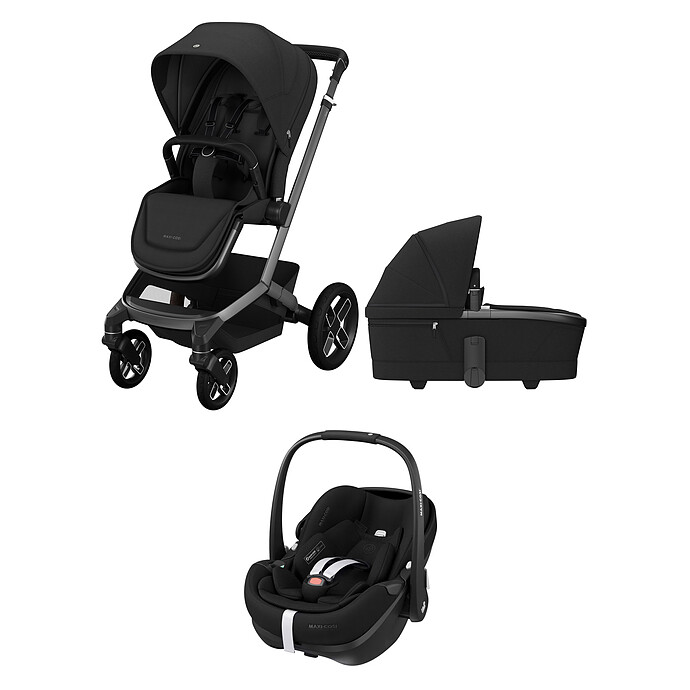 Poussette Trio Fame - Siège Auto Pebble 360 i-Size Groupe 0+ - Nacelle Fame - Twillic Black Maxi-Cosi