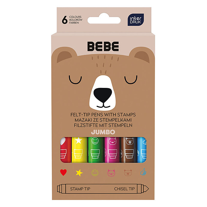 Lot de 6 Feutres avec Tampon BEBE Friends  Bebe Interdruk