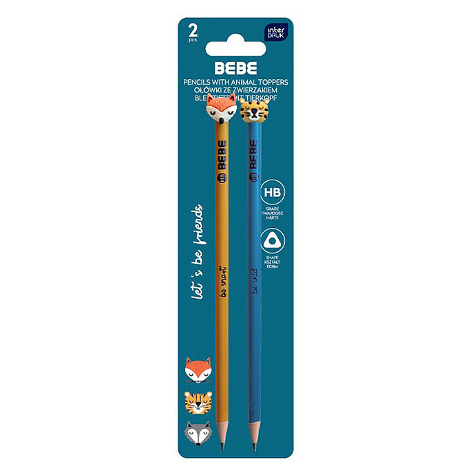 Lot de 2 Crayons de Papier avec Animal BEBE Friends - Tigre Bebe Interdruk