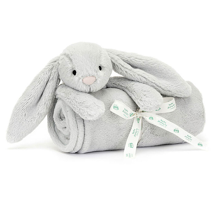 Bashful Silver Bunny Blankie Jellycat