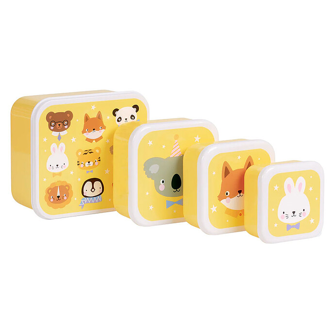 Lot de 4 Boîtes à Goûter - Amis des Animaux A Little Lovely Company