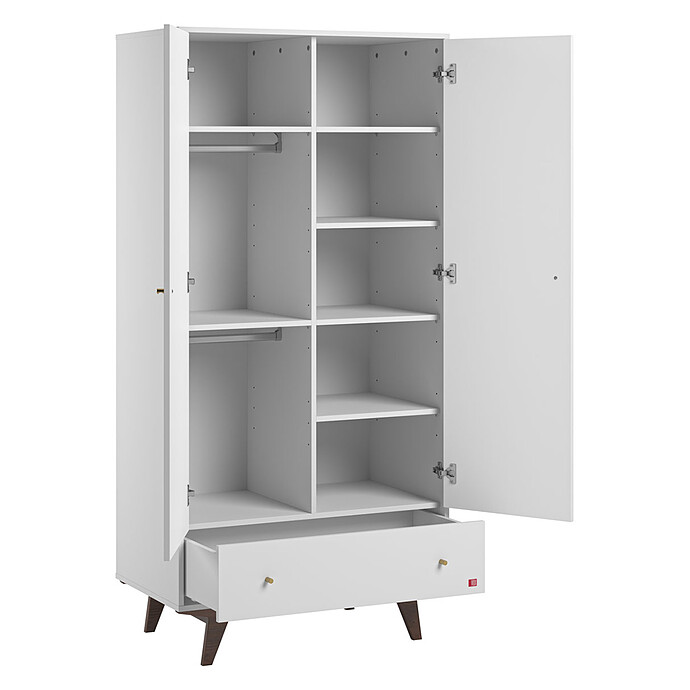 Armoire 2 Portes Mid II - Blanc et Noyer Vox Meubles