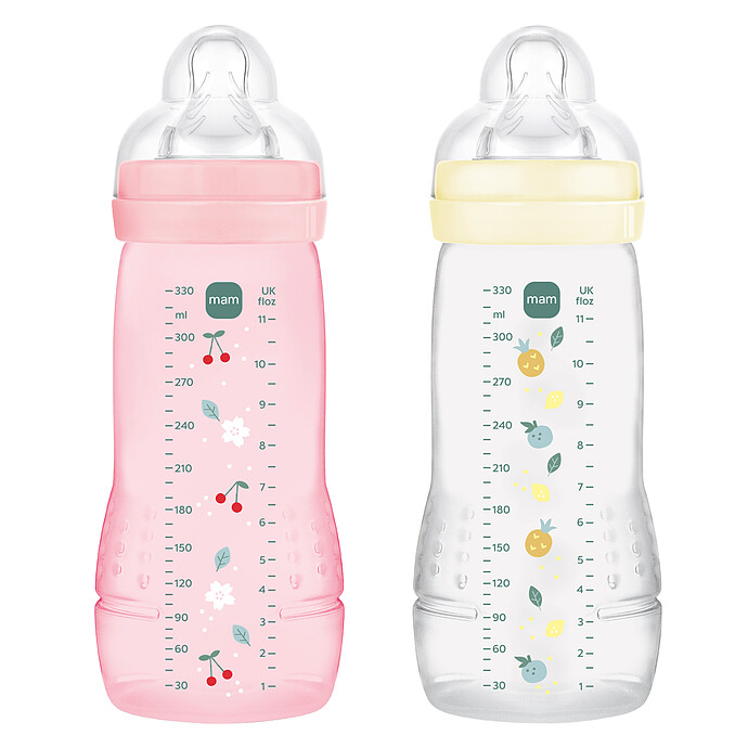 Lot de 2 Biberons Easy Active 2ème Âge Berry & Pearl - 330 ml MAM