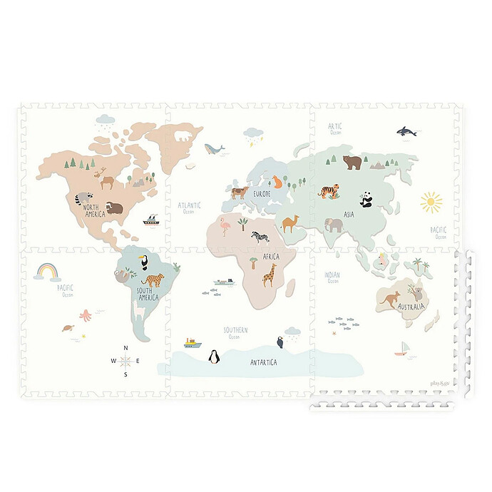 Tapis de Jeux Réversible TILOO - Worldmap Play&Go
