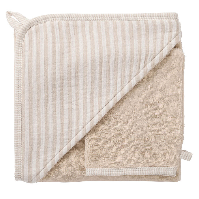 Cape de Bain et Gant - Rayé Galet BB&Co
