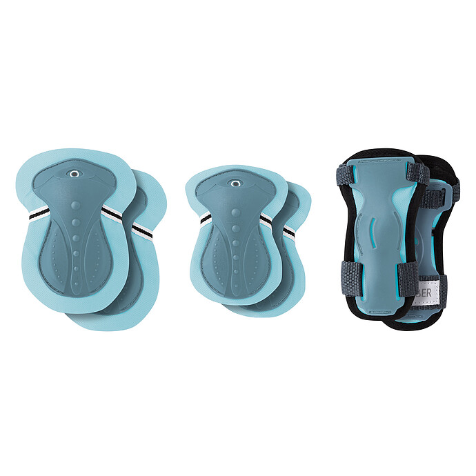Lot de 3 Protections Junior Coudes Genoux et Poignets Bleu Pastel - XXS Globber