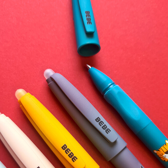 Stylo Profilé Effaçable avec Bouchon et 2 Recharges BEBE Friends - Tigre Bebe Interdruk