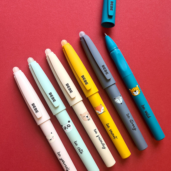 Stylo Profilé Effaçable avec Bouchon et 2 Recharges BEBE Friends - Ours   Bebe Interdruk