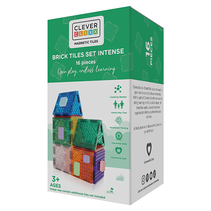 Kit de 16 Tuiles Aimantées Compatibles LEGO & DUPLO Cleverclixx