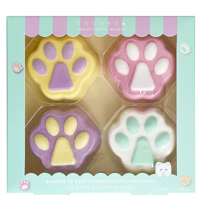 Lot de 4 Bombes de Bain Effervescentes Fizzy Kitty - 320 g  inuwet