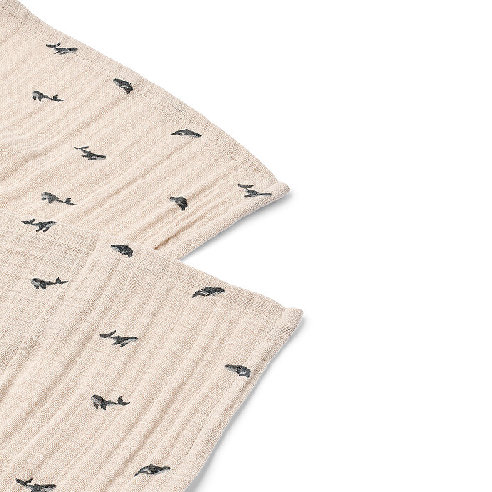 Lot de 2 Langes Lewis - Mini Whale Sandy Liewood