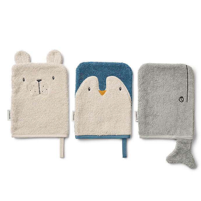 Lot de 3 Gants de Toilette Sylvester - Arctic Sea Oceanview Liewood