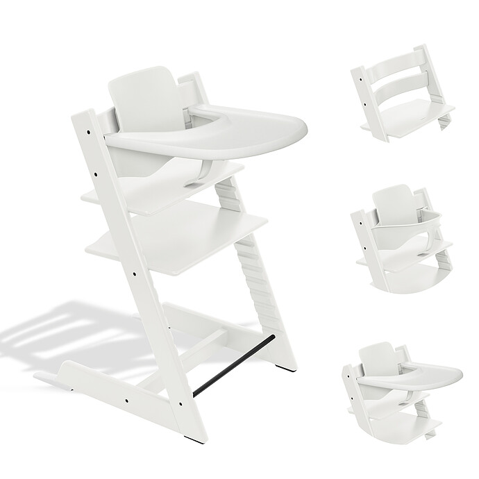 Chaise Haute Tripp Trapp avec Plateau et Baby Set - Blanc Stokke
