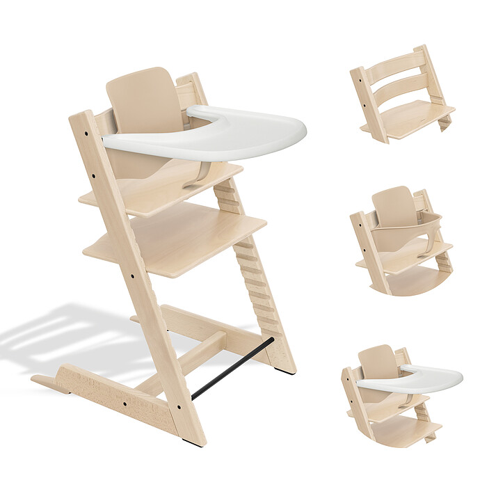 Chaise Haute Tripp Trapp avec Plateau et Baby Set - Naturel Stokke