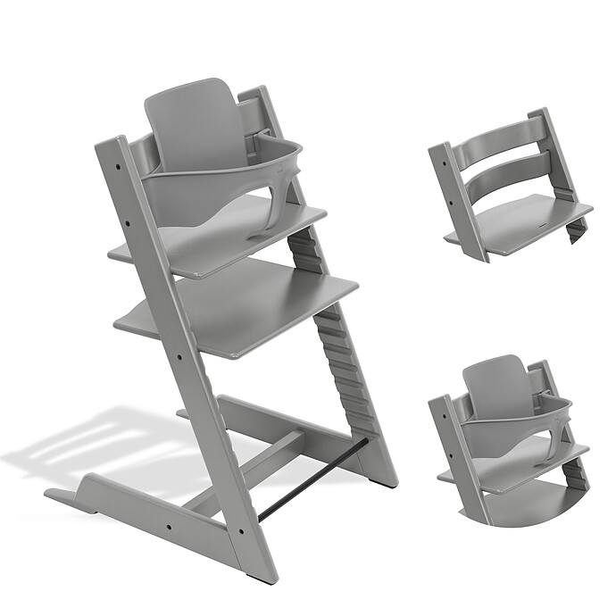 Chaise Haute Tripp Trapp avec Baby Set - Gris Tempête Stokke