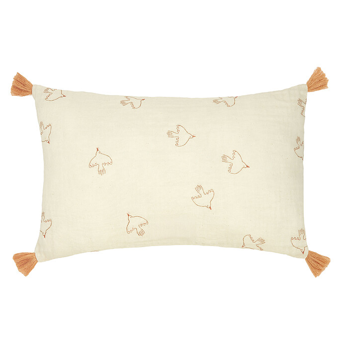 Coussin Rectangulaire Wabi Sabi - Brown Hoshi Birds  Nobodinoz