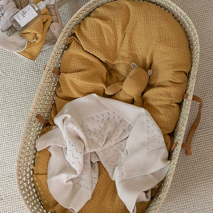 Couffin avec Matelas & Anses Cuir  Babyshower