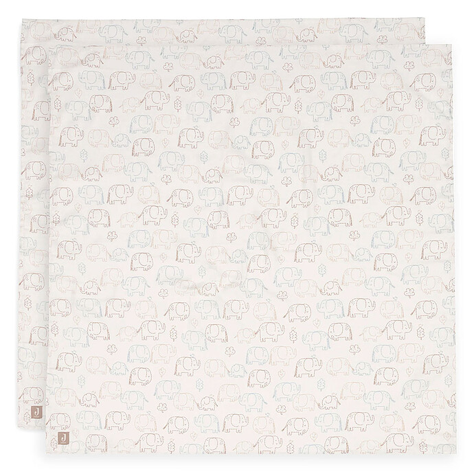 Lot de 2 Langes Gaze de Coton - Elephant Tales Jollein