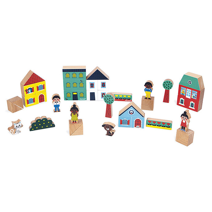 Lot de 36 Cubes Ville - Cross Roads  Janod