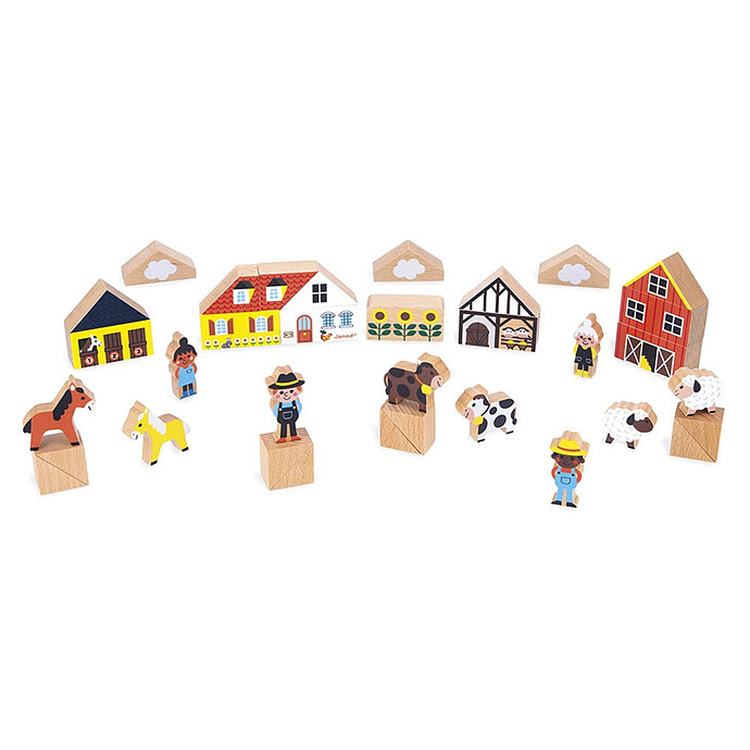Lot de 34 Cubes Campagne - Cross Roads  Janod
