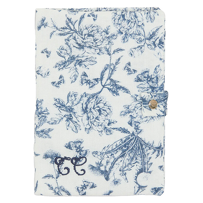 Protège-carnet de Santé - Toile de Jouy Bleu Tartine et Chocolat