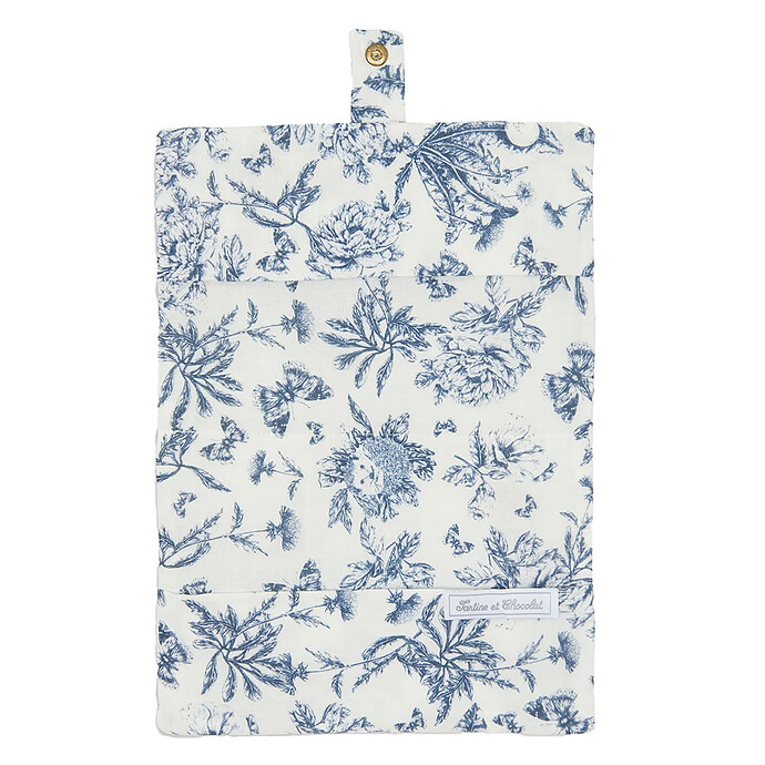Protège-carnet de Santé - Toile de Jouy Bleu Tartine et Chocolat