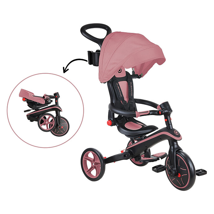 Tricycle Evolutif Trike Explorer Foldable 4-en-1 - Rose Pastel Globber