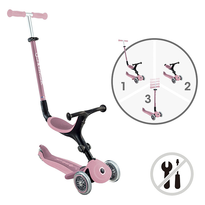 Trottinette Evolutive Go Up Active Eco - Rose Globber