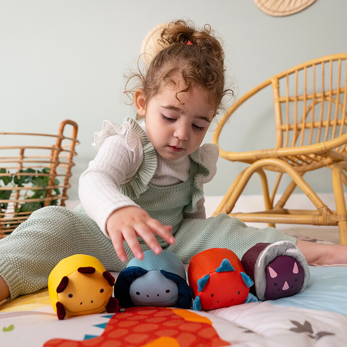 Set de 4 Balles Doudou Les Dooballs - Les Amis Dinos Little Big Friends