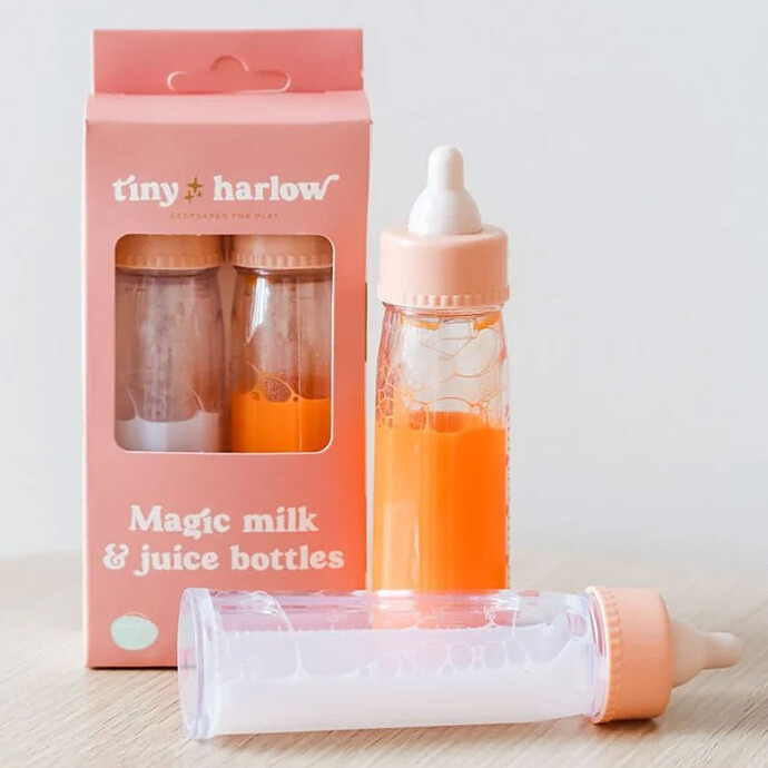 Duo de Biberons Magiques pour Poupée - Lait et Jus de Fruit Tiny Harlow
