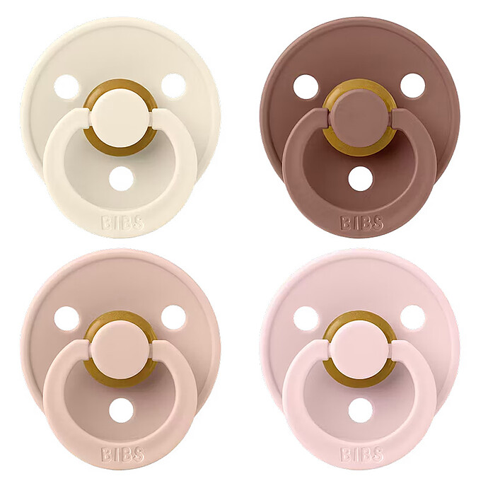 Lot de 4 Sucettes Rondes Colour Ivory Blush Woodhuck & Blossom - 0/6 Mois Bibs