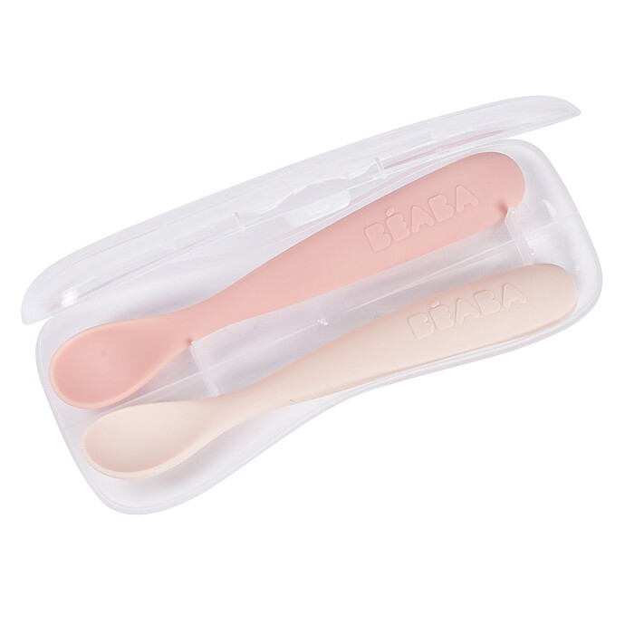 Lot de 2 Cuillères 1er Âge Silicone - Barbe à Papa et Guimauve BÉABA